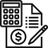 Calculator with documents and pencil