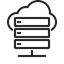 Cloud and server racks indicating cloud storage