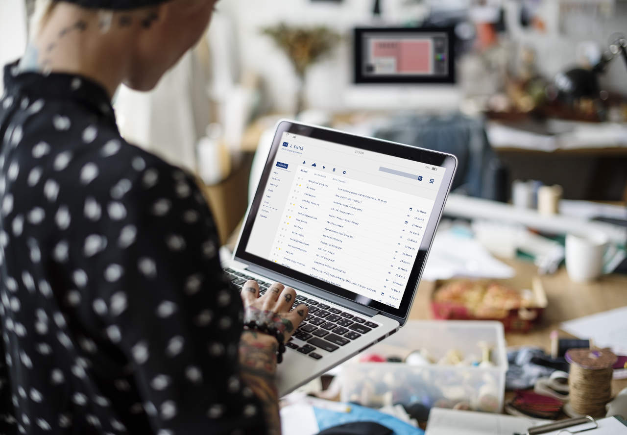 Woman working on her business