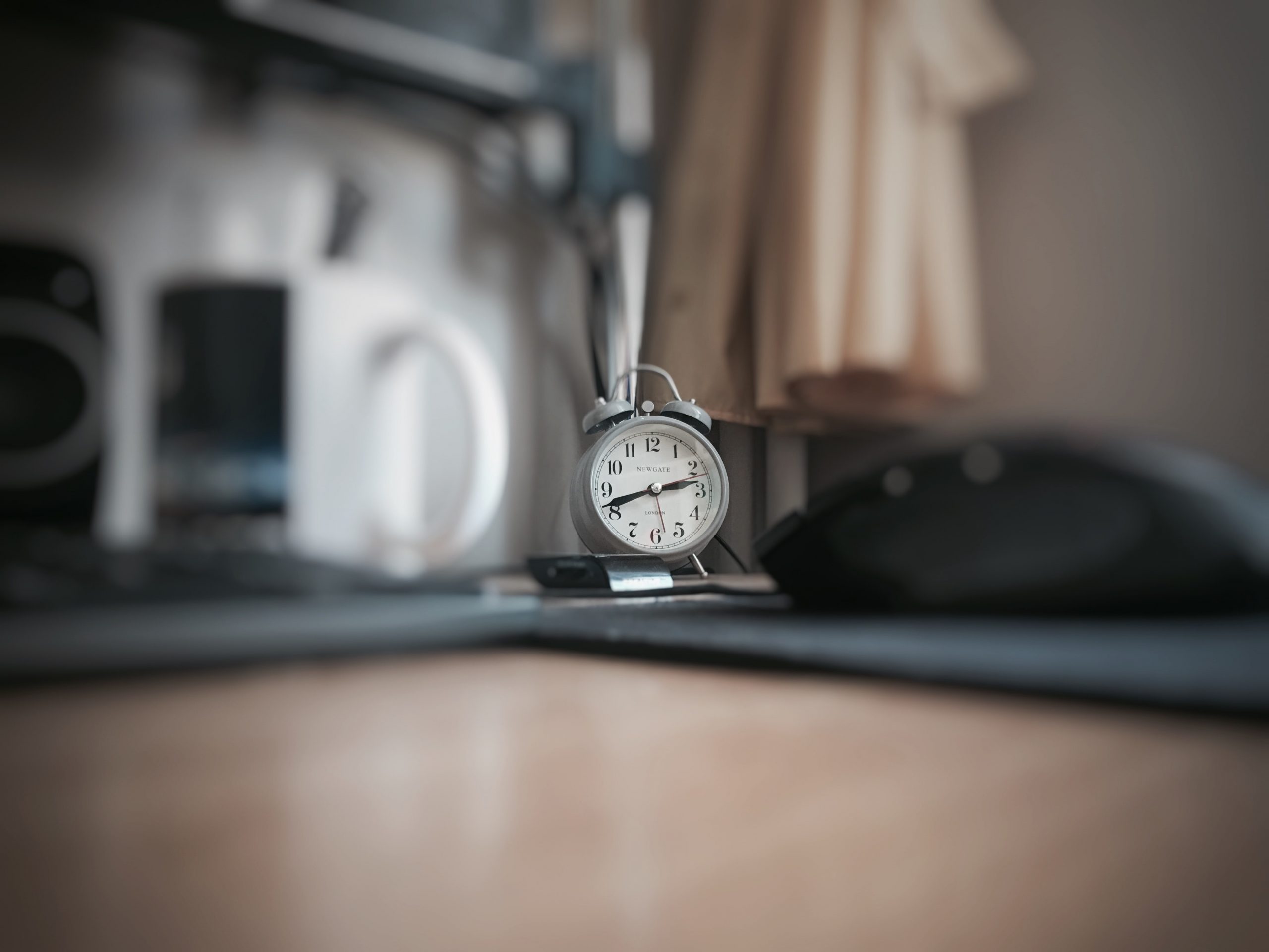 alarm clock on a working station